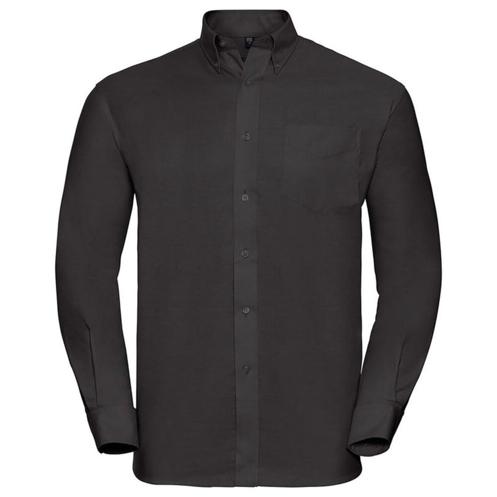 Russell Collection Mens Long Sleeve Easy Care Oxford Shirt / Black